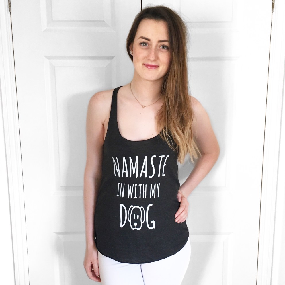 Namaste in with my dog black tank