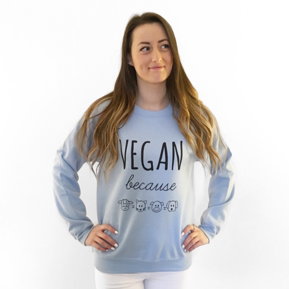 Vegan because blue jumper