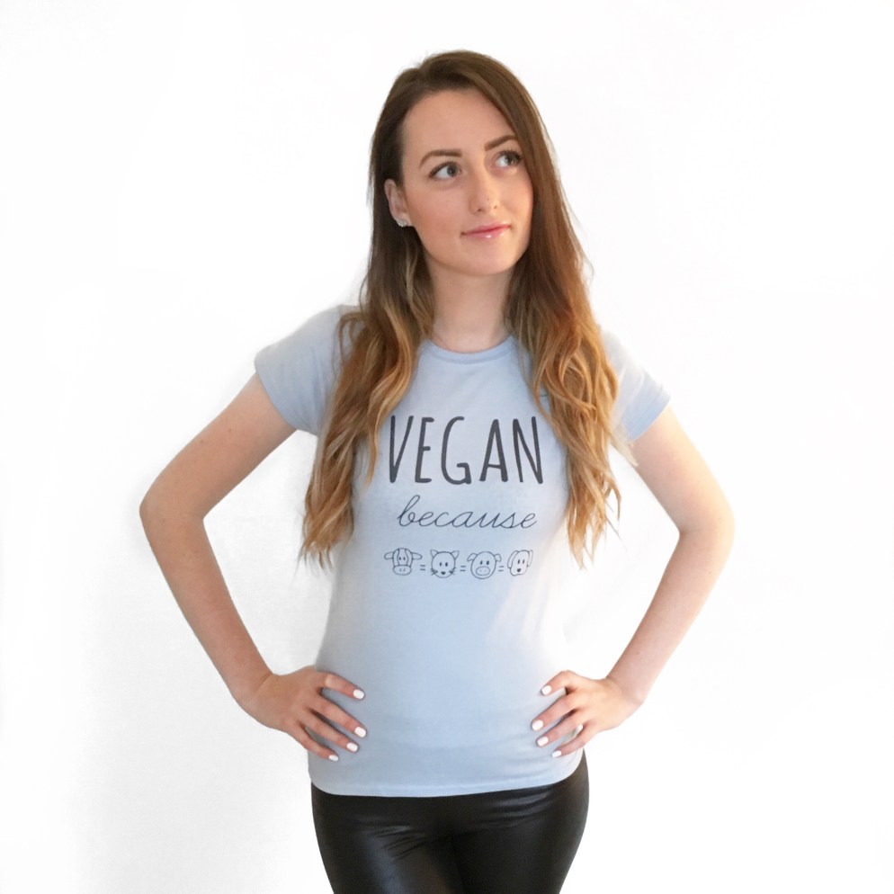 Vegan because blue t-shirt