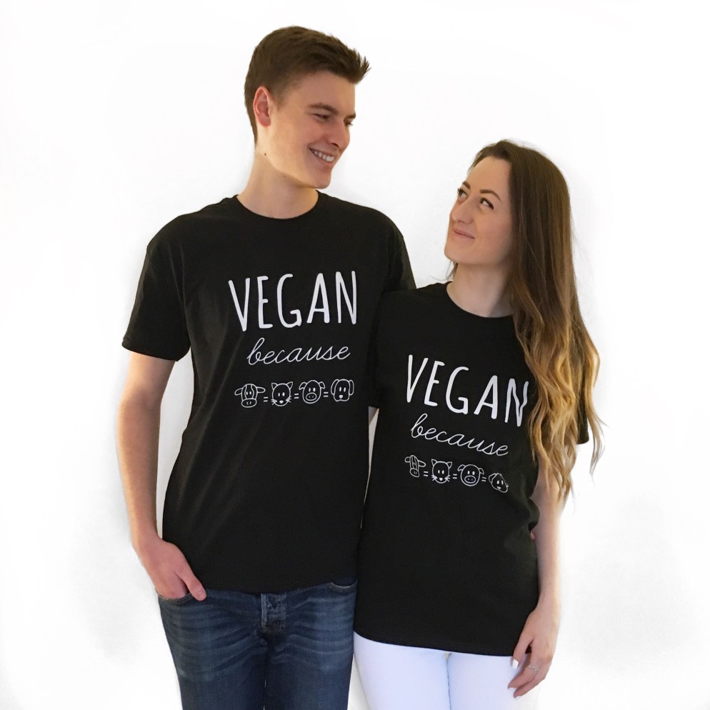 Vegan because unisex black t-shirt